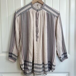 Free People Shimmer Tunic w/ Pockets in Pink & Grey, Size XS